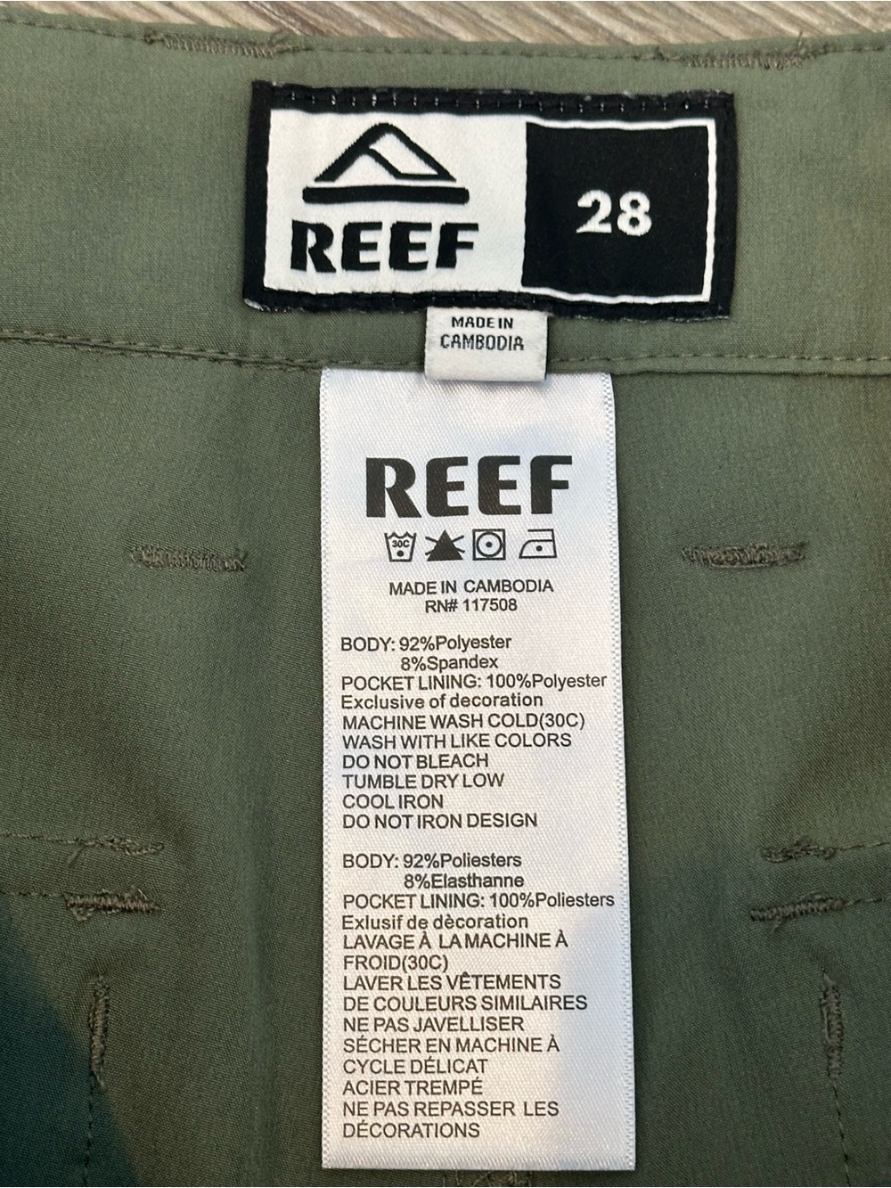 Reef Olive Green Men's Shorts - Picture 3 of 8